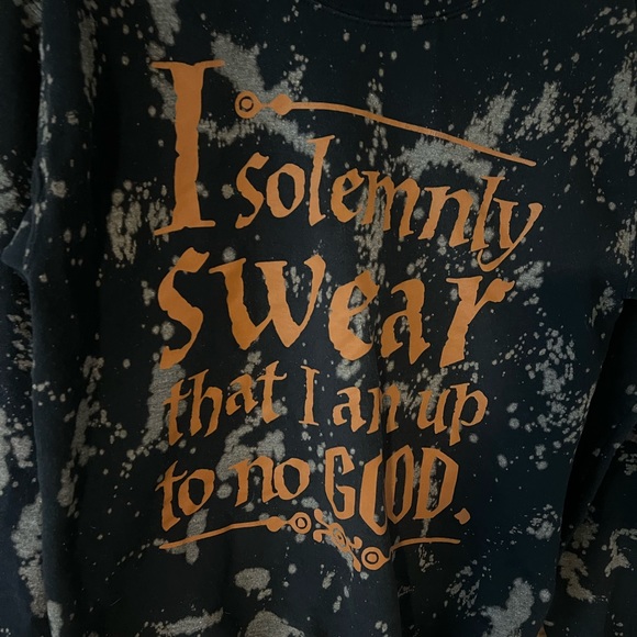 Y2K Harry Potter Crewneck Sweatshirt Bleach Splatter Size S - Picture 3 of 4